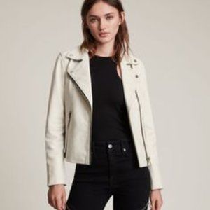 Allsaints Dalby Leather Biker Jacket SIze 2 White NEW WITH TAGS